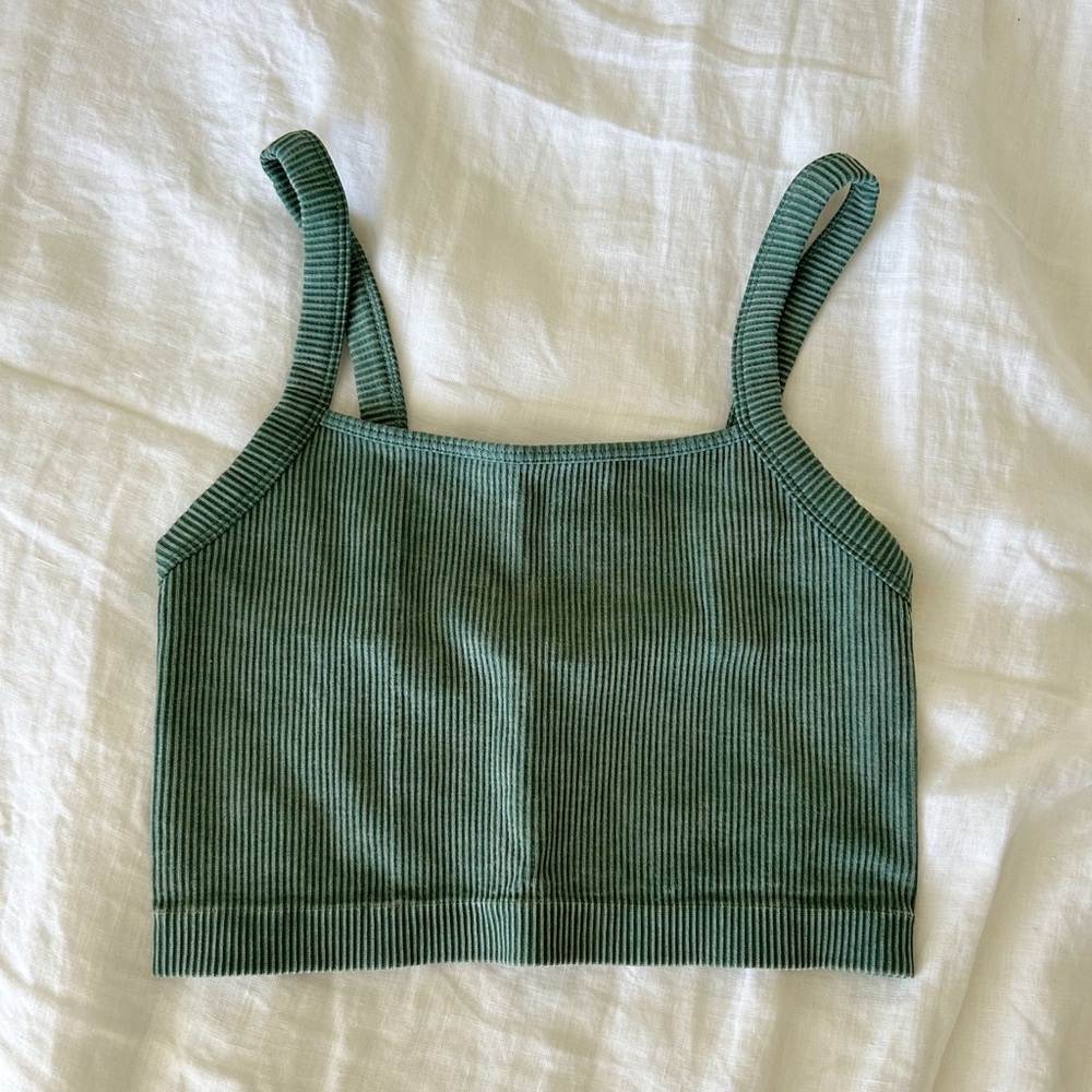 Colsie Green Ribbed crop top